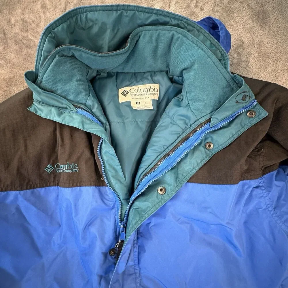 VTG COLUMBIA SPORTSWEAR Full Zip‎ & Snap Up Blue Snow Ski Jacket Men’s Size M